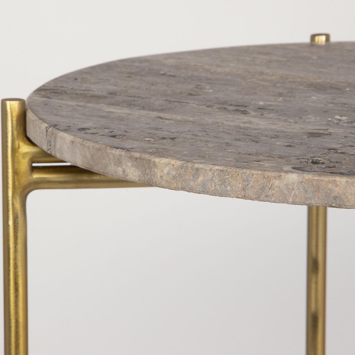 Travertine Top Side Table by Keiichi