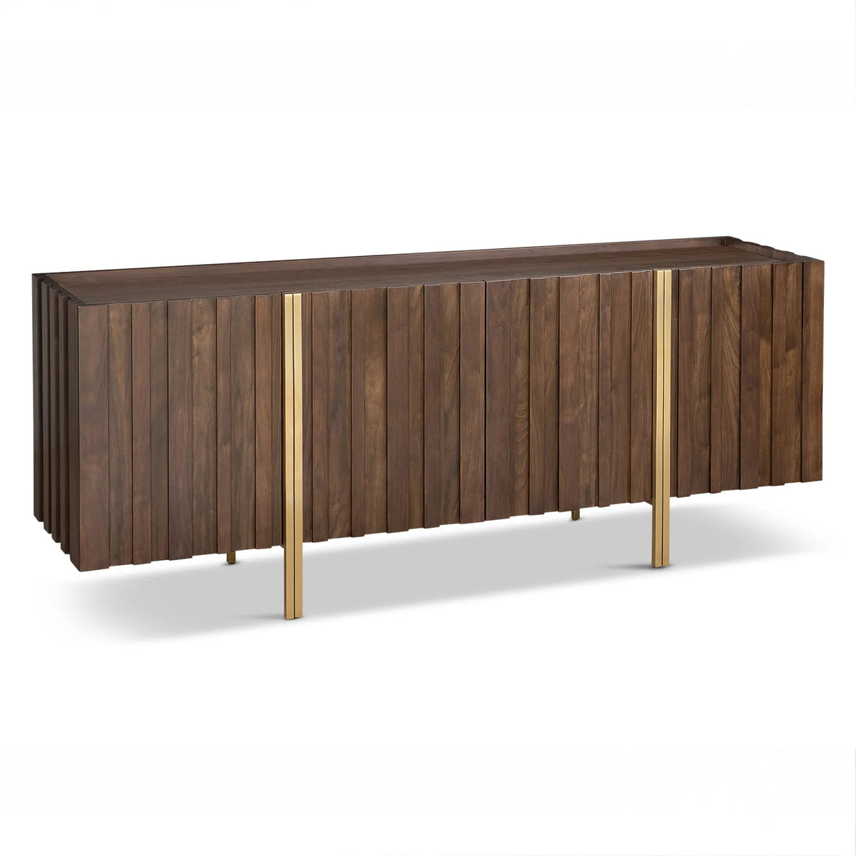 Winchester Brown Walnut Wood & Brass Sideboard Berkeley Designs