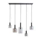 Lekar Black & Smoked Glass 5 Light Pendant Light & Living