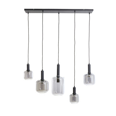 Lekar Black & Smoked Glass 5 Light Pendant Light & Living
