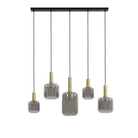 Lekar Antique Bronze & Smoked Glass 5 Light Dining Light Light & Living
