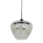 Mayson Smoked Glass & Matt Black Pendant - Large Light & Living