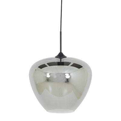 Mayson Smoked Glass & Matt Black Pendant - Large Light & Living