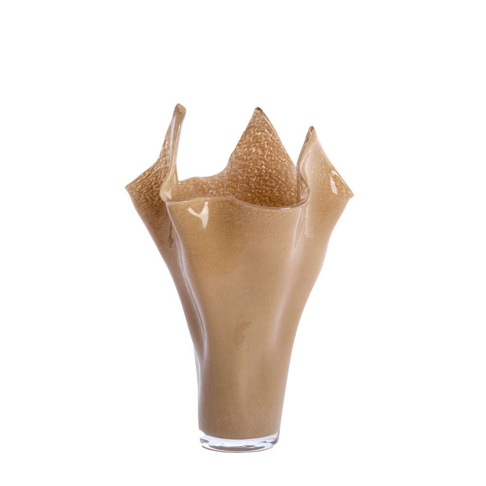 Aiora Glass Milky Beige Vase - Medium Light & Living