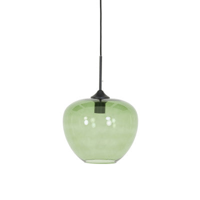 Mayson Glass Green & Matt Black Hanging Lamp Light & Living