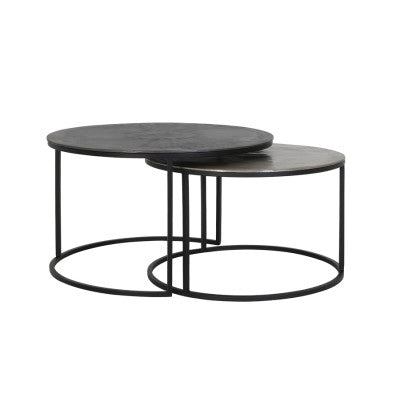 Talca Raw Lead & Antique Lead Coffee Table - Set of Two Light & Living