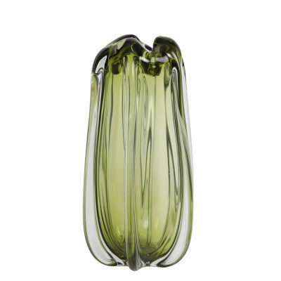 Murela Glass Olive Green Vase - Large Light & Living