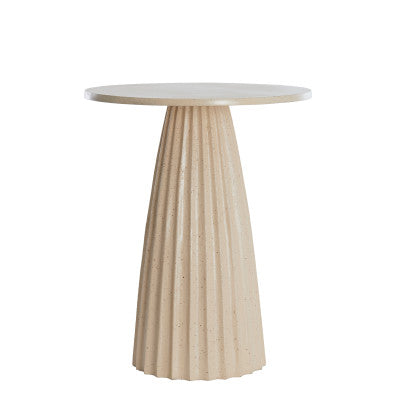 Veglia Matt Sand & Light Brown Spotted Side Table - Large Light & Living