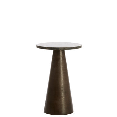 Ynez Dark Brown Marble & Dark Brown Small Side Table - 43cm Light & Living