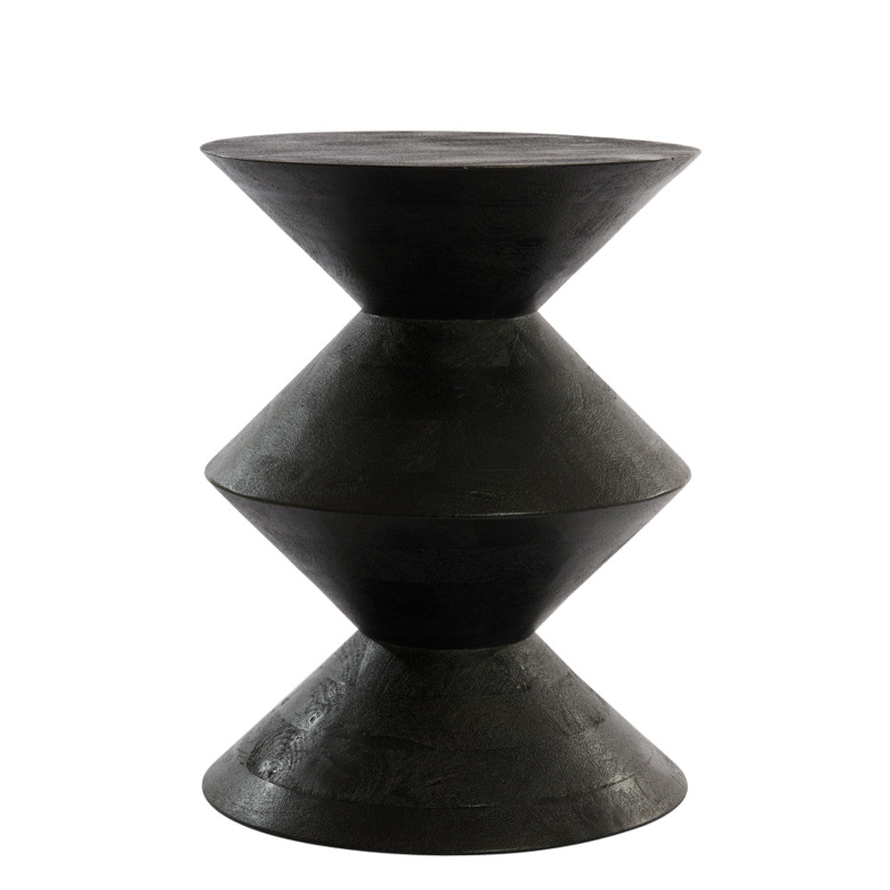 Larus Large Mango Wood  Side Table - Matt Black Light & Living
