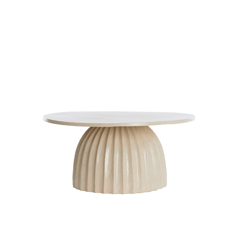 Veglia Matt Sand & Light Brown Spotted Low Side Table - Large Light & Living