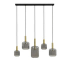 Lekar Antique Bronze & Smoked Glass 5 Light Dining Light Light & Living