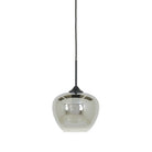 Mayson Smoked Glass & Matt Black Pendant - Small Light & Living