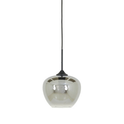 Mayson Smoked Glass & Matt Black Pendant - Small Light & Living