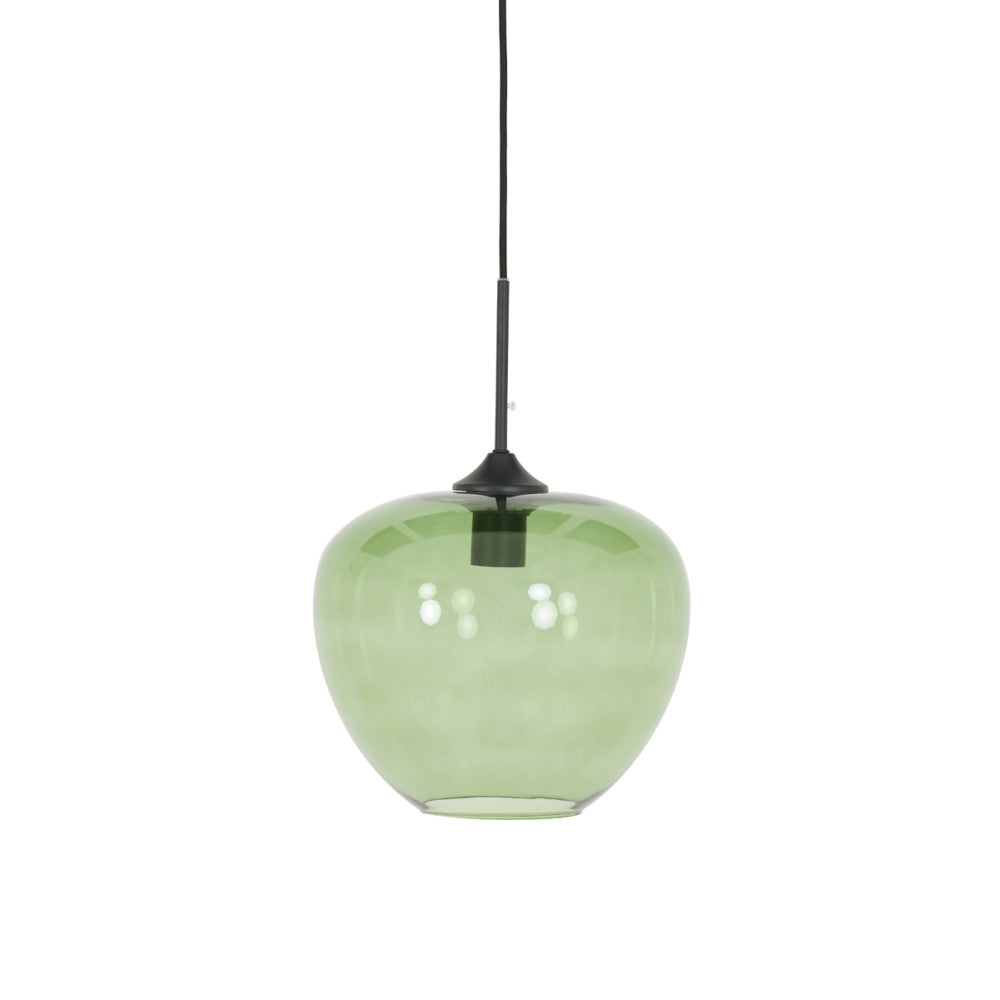 Mayson Glass Green & Matt Black Hanging Lamp Light & Living