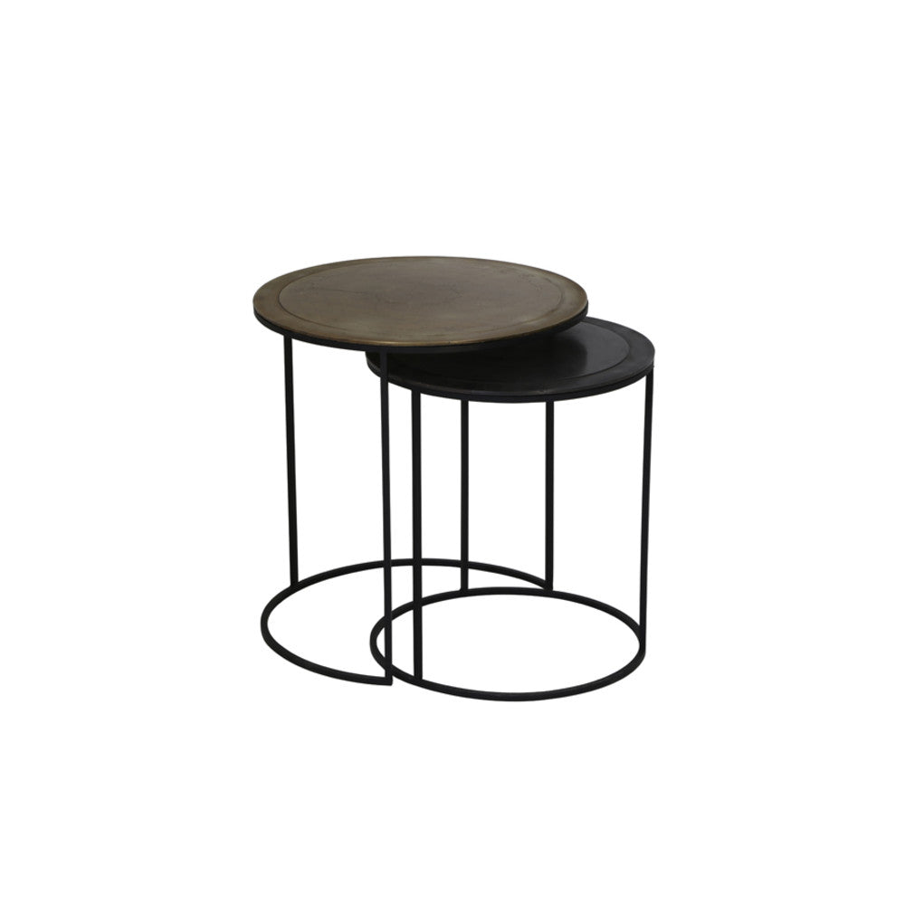 Talca Antique Copper & Bronze Edge Side Table - Set of 2 Light & Living