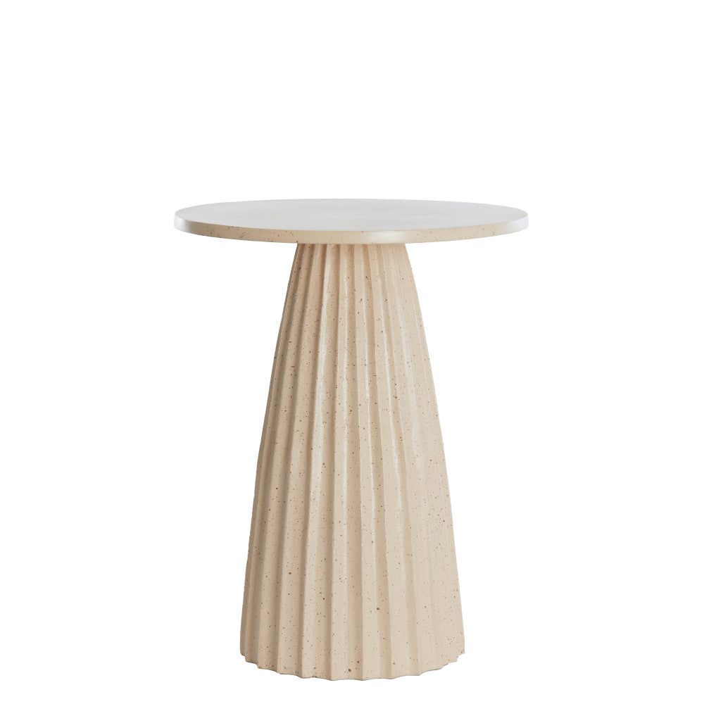 Veglia Matt Sand & Light Brown Spotted Side Table - Small Light & Living