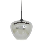 Mayson Smoked Glass & Matt Black Pendant - Large Light & Living