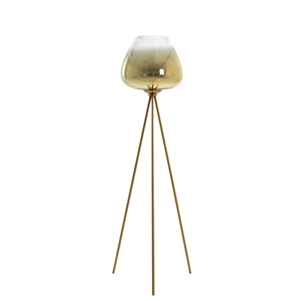 Mayson Glass Gold-Clear & Gold Floor Lamp Tripod Light & Living