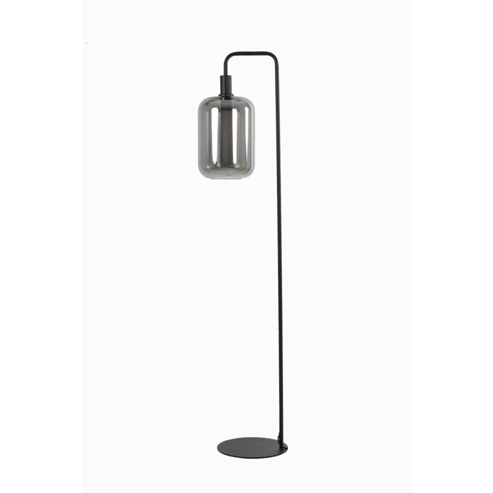 Lekar High Floor Lamp - Black & Smoked Glass Light & Living