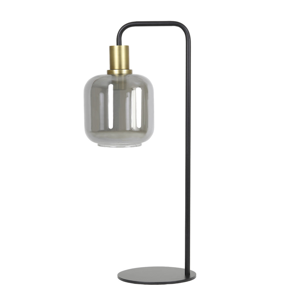 Lekar Antique Bronze & Smoked Glass Table Lamp Light & Living