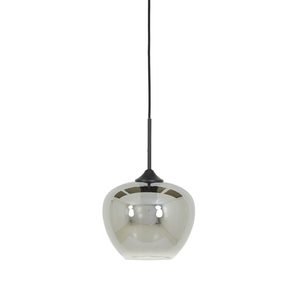 Mayson Smoked Glass & Matt Black Pendant - Small Light & Living