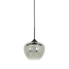 Mayson Smoked Glass & Matt Black Pendant - Small Light & Living