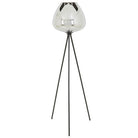 Mayson Smoked Glass & Matt Black Floor Lamp Tripod Light & Living
