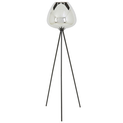 Mayson Smoked Glass & Matt Black Floor Lamp Tripod Light & Living