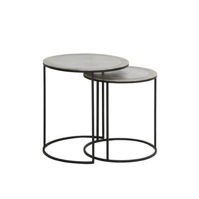 Talca Raw Nickel Side Table - Set of Two Light & Living