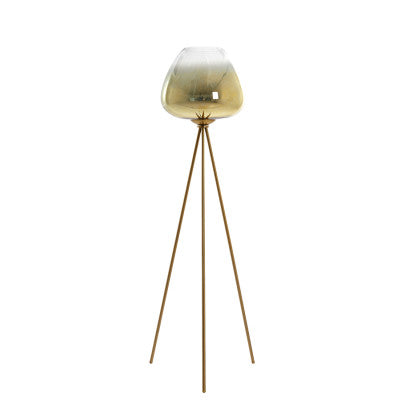 Mayson Glass Gold-Clear & Gold Floor Lamp Tripod Light & Living