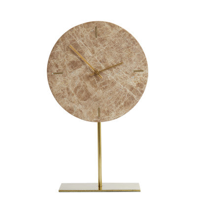 Moreno Marble Brown Clock On Base Light & Living
