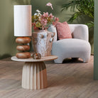 Veglia Matt Sand & Light Brown Spotted Low Side Table - Small Light & Living