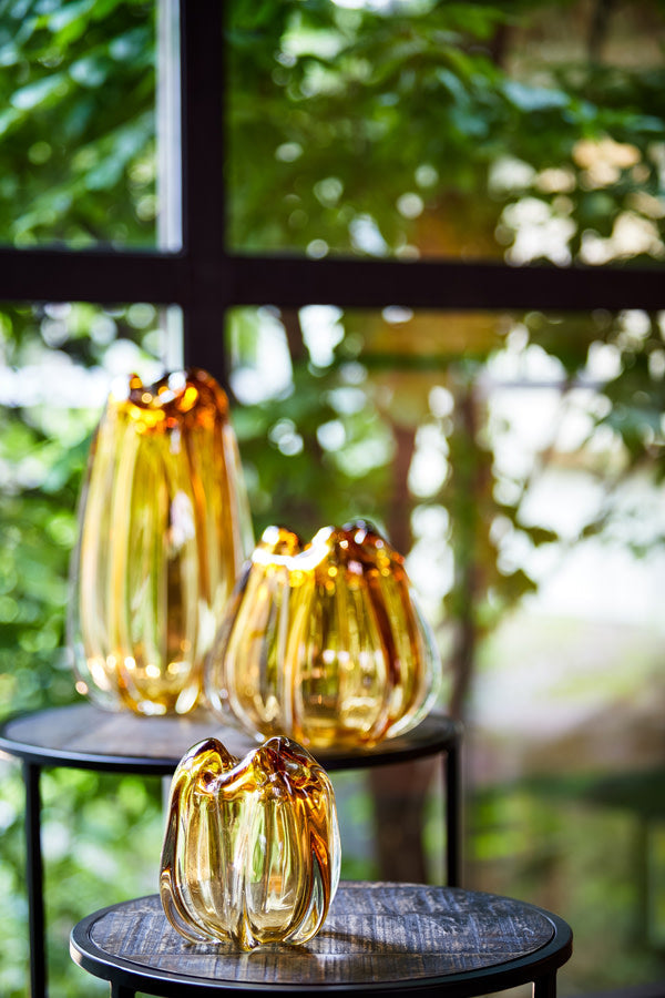 Murela Glass Amber Vase - Medium Light & Living