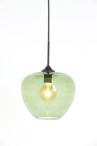 Mayson Glass Green & Matt Black Hanging Lamp Light & Living