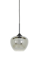 Mayson Smoked Glass & Matt Black Pendant - Small Light & Living