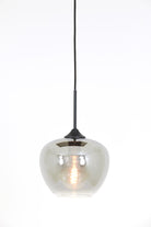 Mayson Smoked Glass & Matt Black Pendant - Small Light & Living