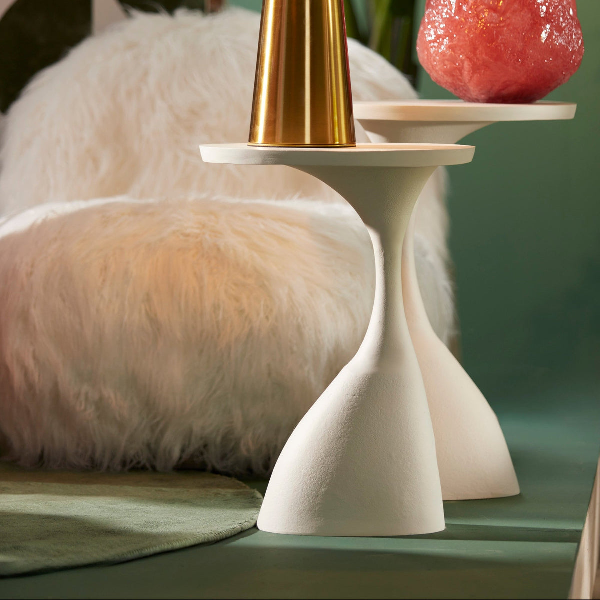 Macau Matt Cream Side Table - Small Light & Living