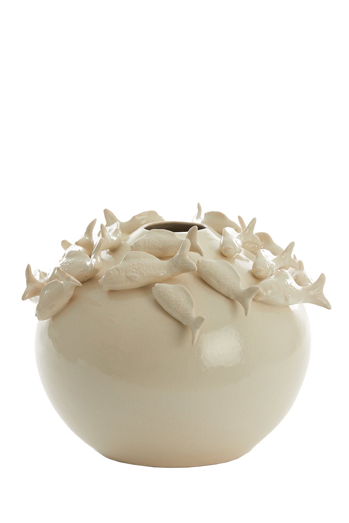 Fish Ceramics Cream Vase Deco - Large Light & Living