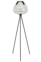 Mayson Smoked Glass & Matt Black Floor Lamp Tripod Light & Living