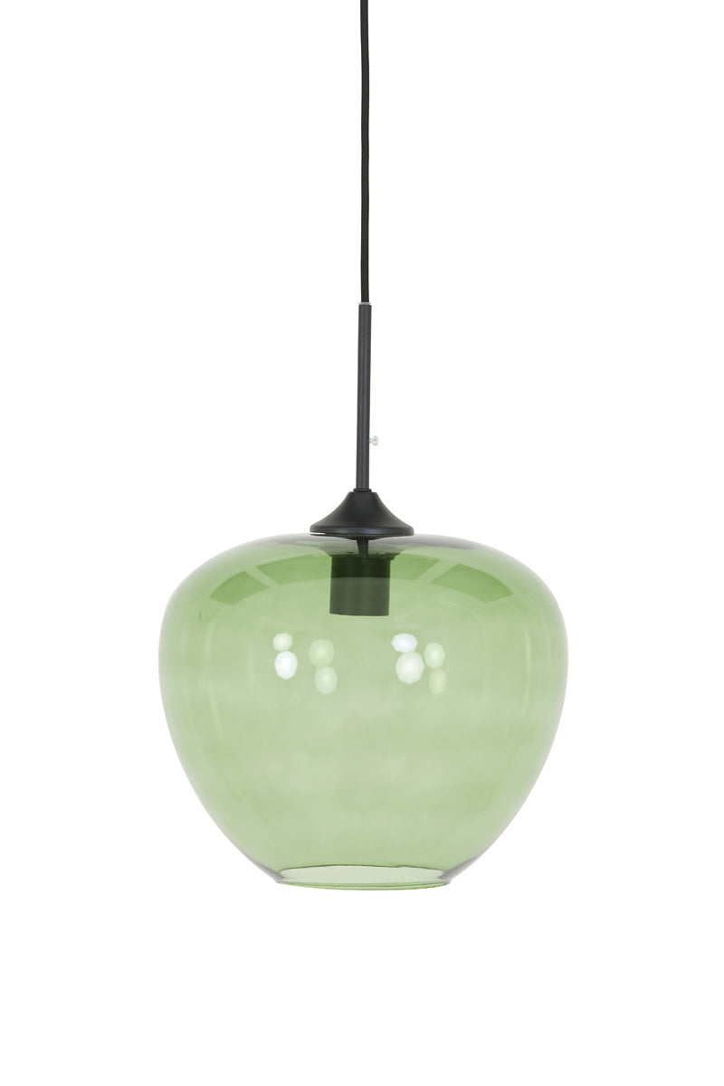 Mayson Glass Green & Matt Black Hanging Lamp Light & Living