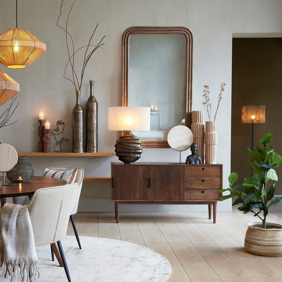 Florias Wood Brown Mirror Light & Living