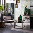 Lekar High Floor Lamp - Black & Smoked Glass Light & Living