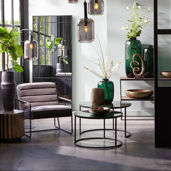 Lekar High Floor Lamp - Black & Smoked Glass Light & Living
