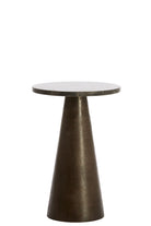 Ynez Dark Brown Marble & Dark Brown Small Side Table - 43cm Light & Living