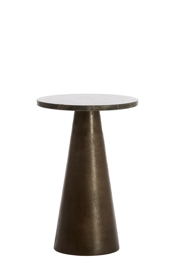 Ynez Dark Brown Marble & Dark Brown Small Side Table - 43cm Light & Living