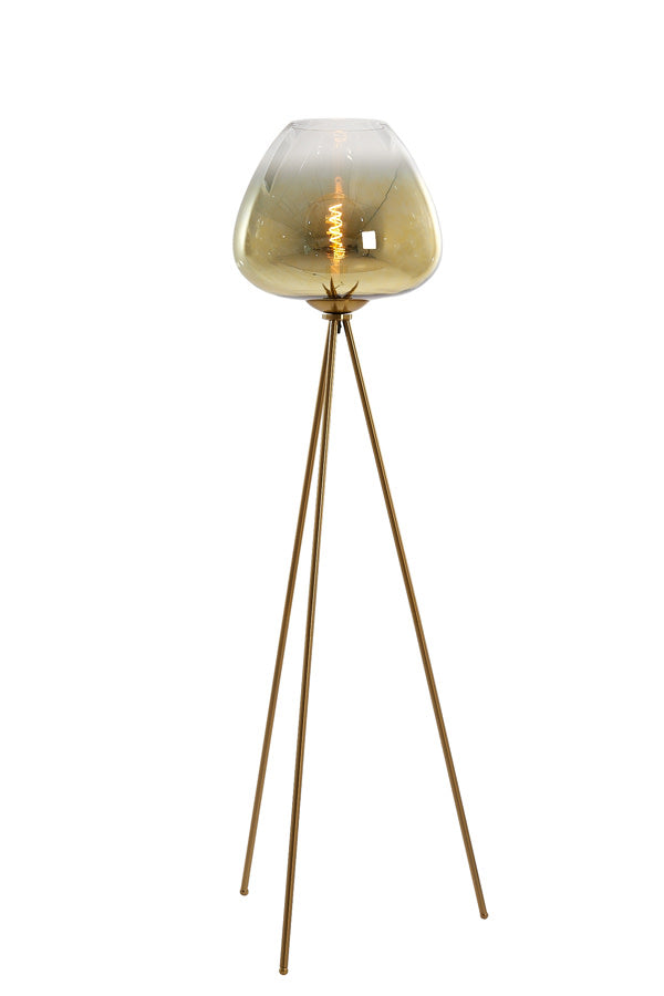 Mayson Glass Gold-Clear & Gold Floor Lamp Tripod Light & Living