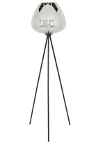 Mayson Smoked Glass & Matt Black Floor Lamp Tripod Light & Living