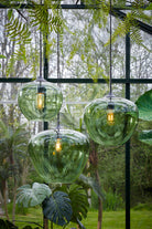 Mayson Glass Green & Matt Black Hanging Lamp Light & Living