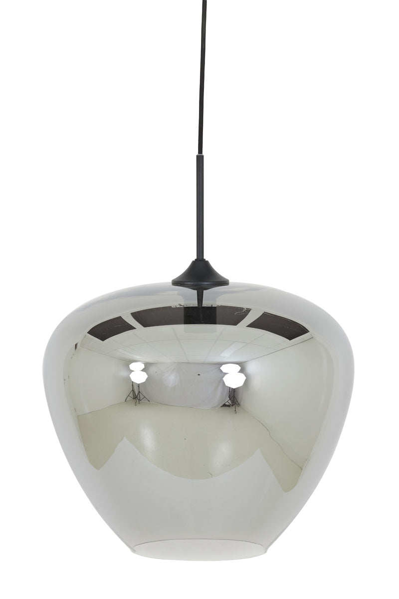 Mayson Smoked Glass & Matt Black Pendant - Large Light & Living